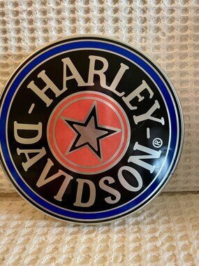 Harley Davidson Large Metal Storage Tin 9.5” Biker Garage Decor Collectible